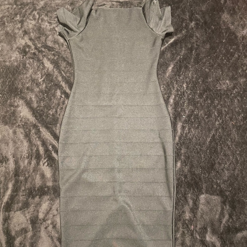 Black tight dress, knee high